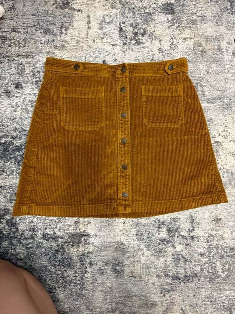 Madewell Corduroy Mini Skirt Size 12 Mustard Yellow Button Front
